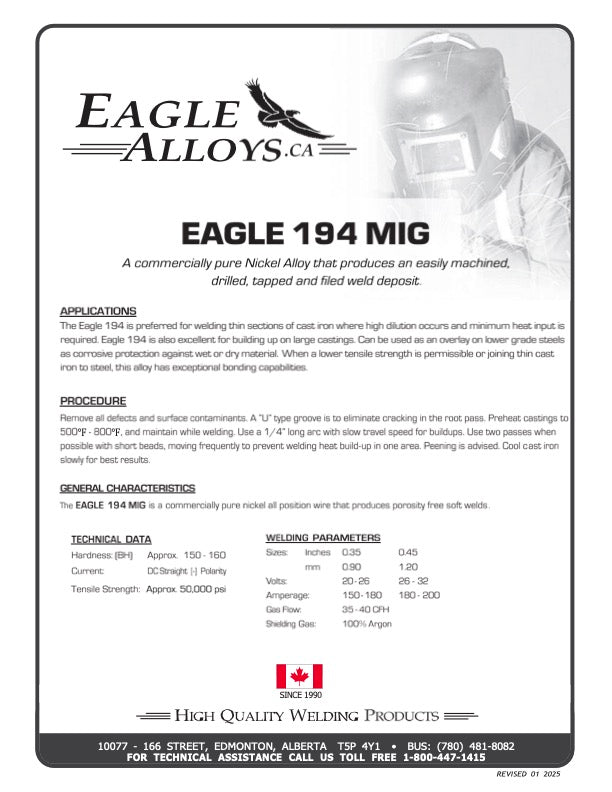 EAGLE 194 GS | Full Machinable Solid Cast Iron Wire For Welding Cast Iron PDF